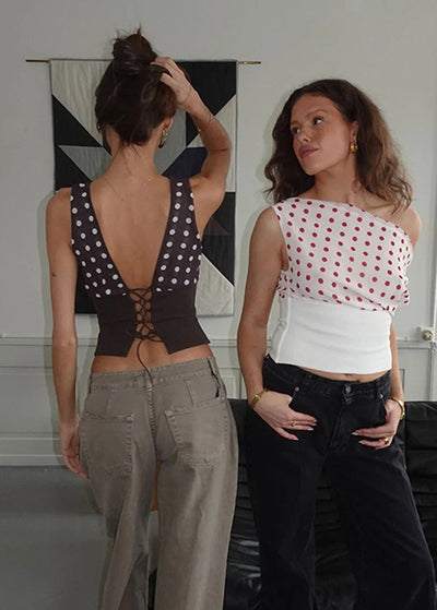Polka-Dot Elegance Crop Top