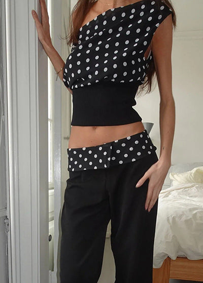 Polka-Dot Elegance Crop Top