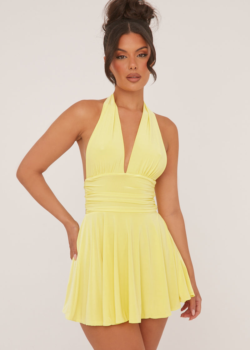 Pippa – Yellow Halter Mini Dress