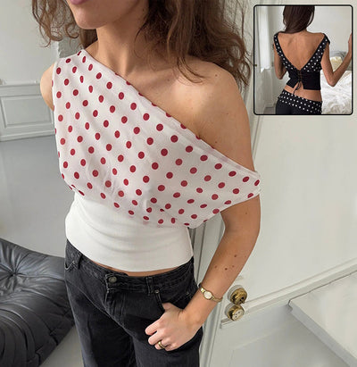 Polka-Dot Elegance Crop Top