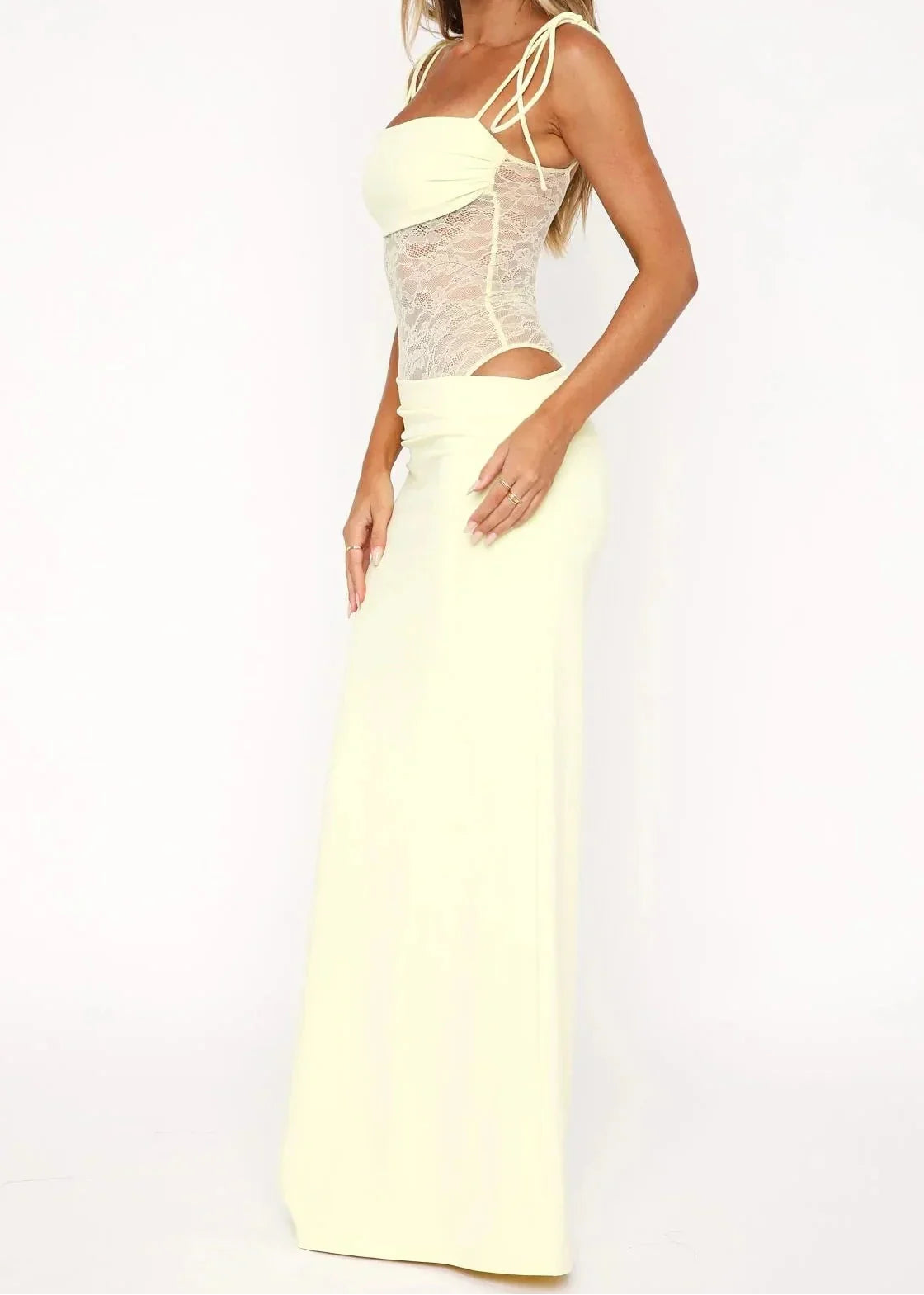 Orelia Lace Accent Maxi Dress