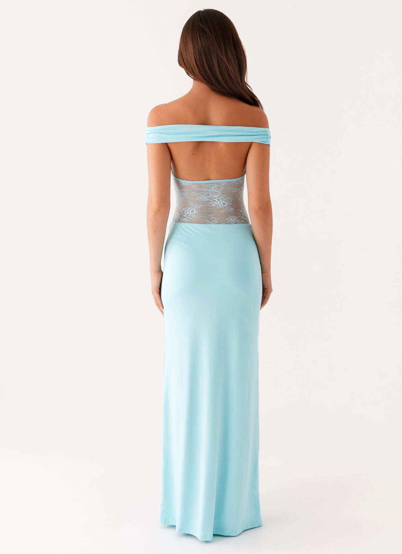 Infatuation Luxe Lace Evening Dress – Turquoise