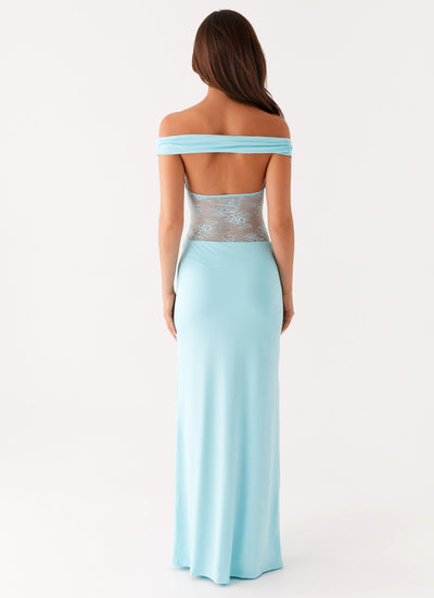 Infatuation Luxe Lace Evening Dress – Turquoise