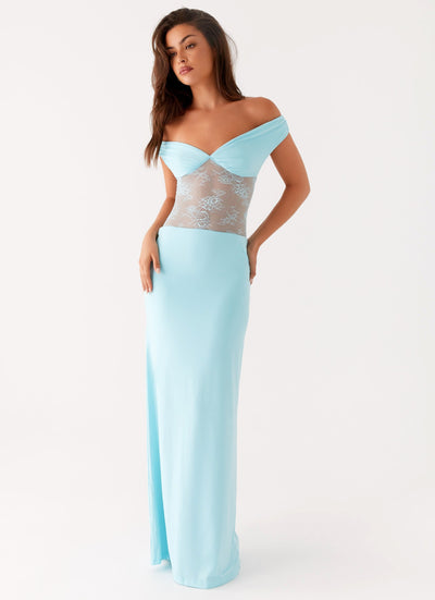 Infatuation Luxe Lace Evening Dress – Turquoise
