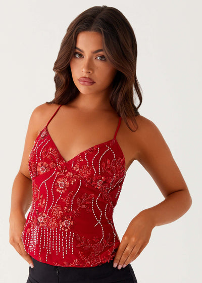Radiance Bloom Beaded Cami