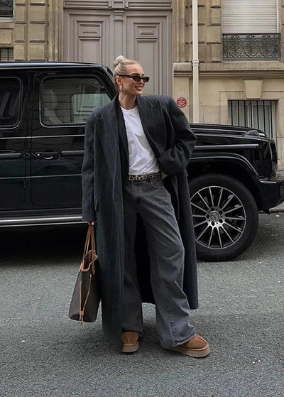 The Maelis Striped Wool Coat