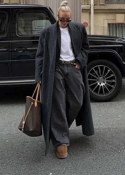 The Maelis Striped Wool Coat
