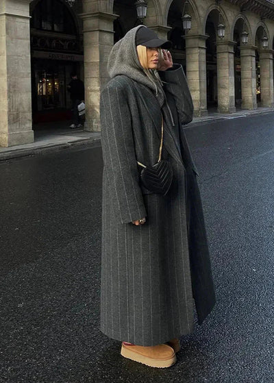 The Maelis Striped Wool Coat