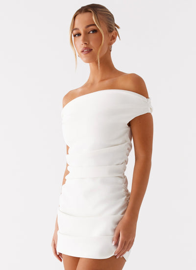 Morgan Off Shoulder Mini Dress – Ivory