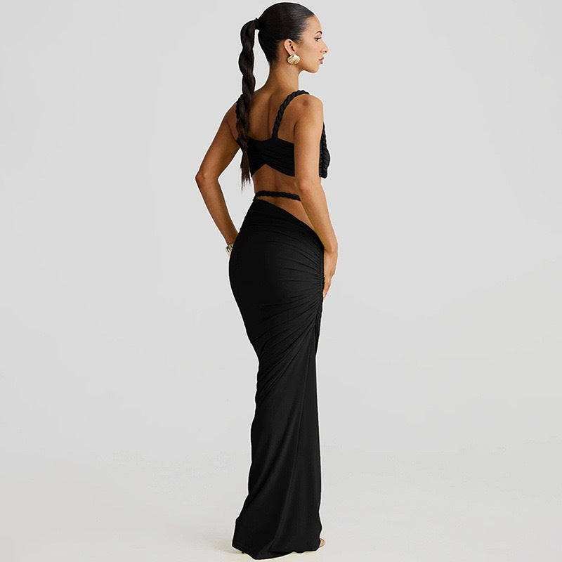 Elegant Cut-Out Two-Piece Maxi Set