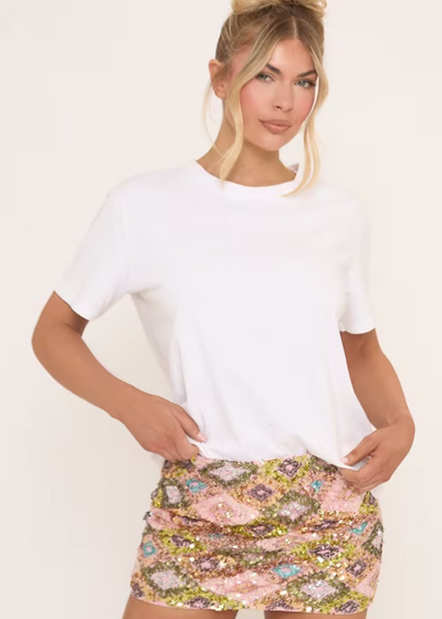 Glam Sequin Geo Mini Skirt