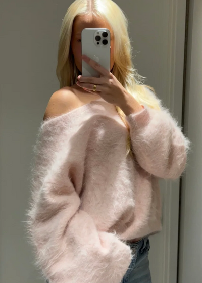 The Luma Off-Shoulder Fluffy Sweater