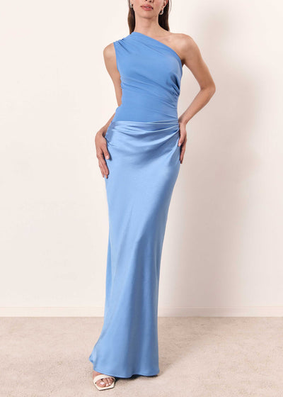 Plissé Maxi Dress with Graceful Shoulder Detail