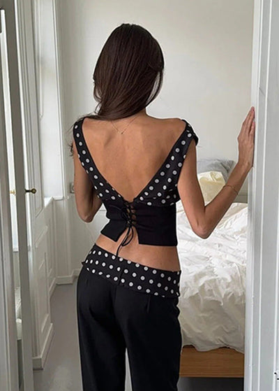 Polka-Dot Elegance Crop Top