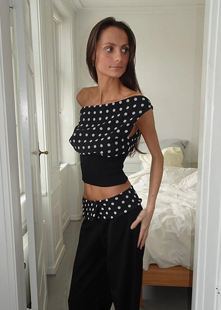 Polka-Dot Elegance Crop Top