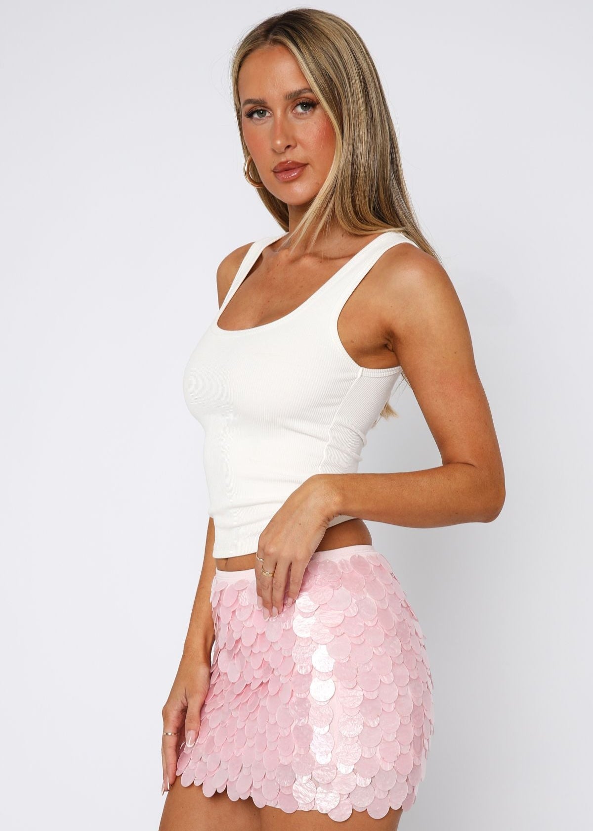 Rose Glitter Dreams Mini Skirt