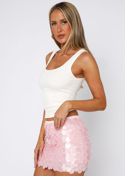 Rose Glitter Dreams Mini Skirt