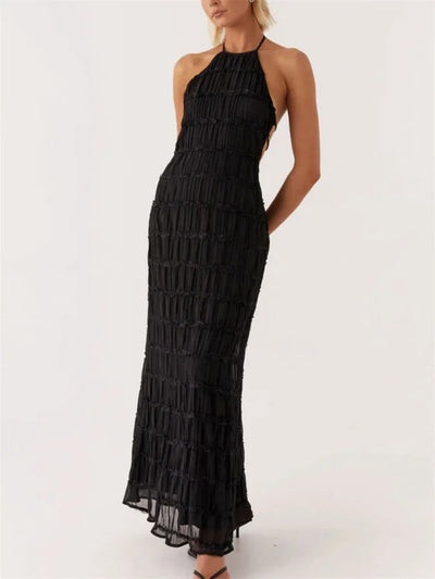 Elegant Halter-Back Maxi Dress