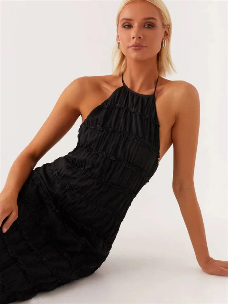 Elegant Halter-Back Maxi Dress
