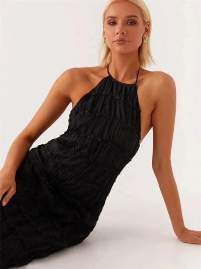 Elegant Halter-Back Maxi Dress