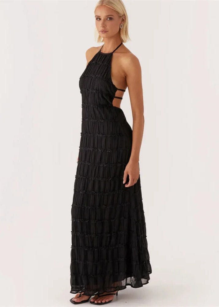 Elegant Halter-Back Maxi Dress