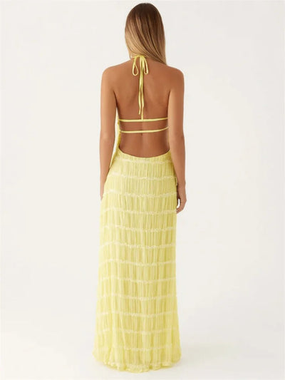 Elegant Halter-Back Maxi Dress