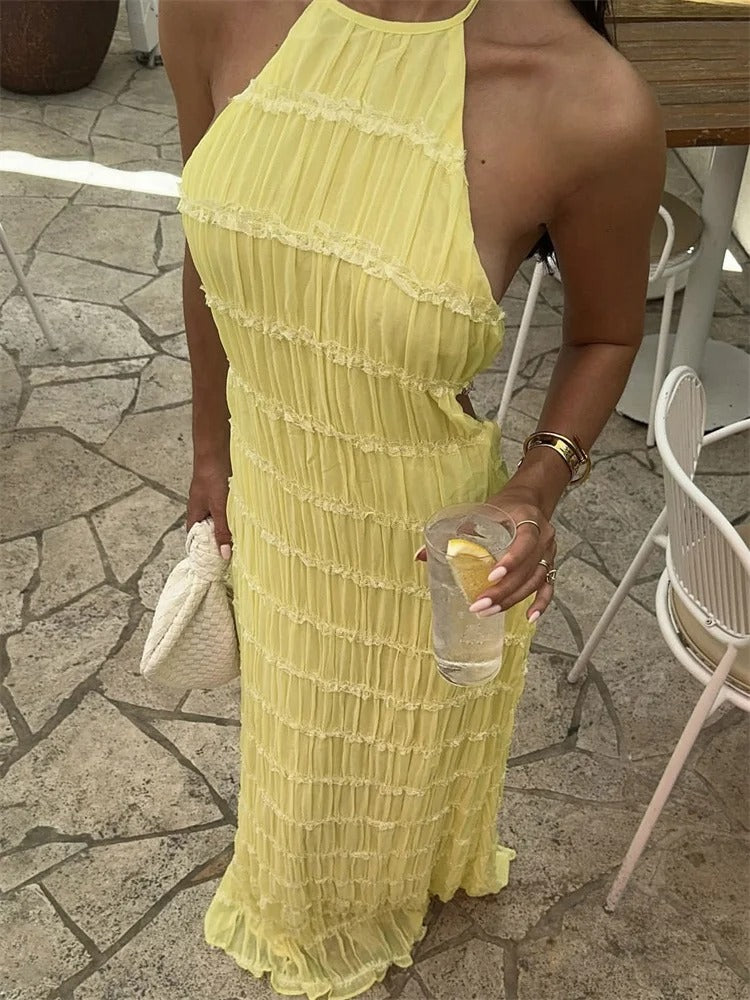 Elegant Halter-Back Maxi Dress