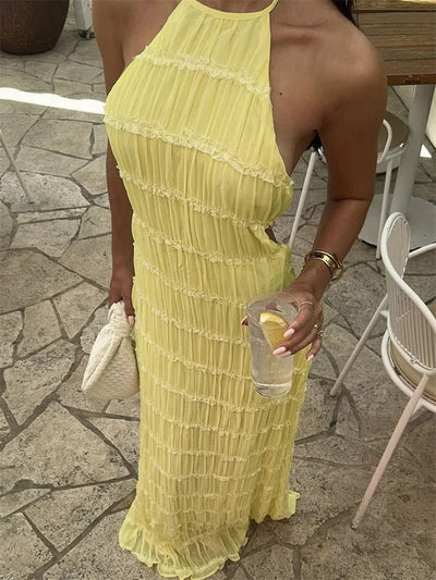 Elegant Halter-Back Maxi Dress