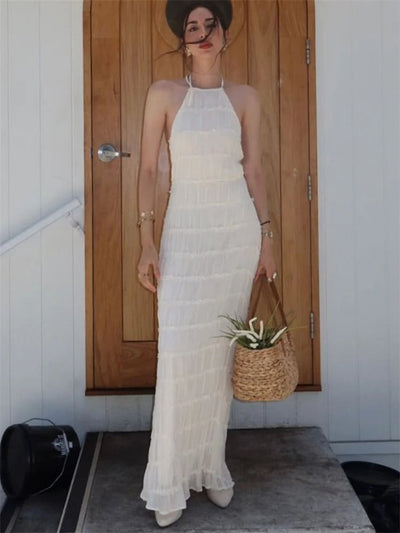 Elegant Halter-Back Maxi Dress