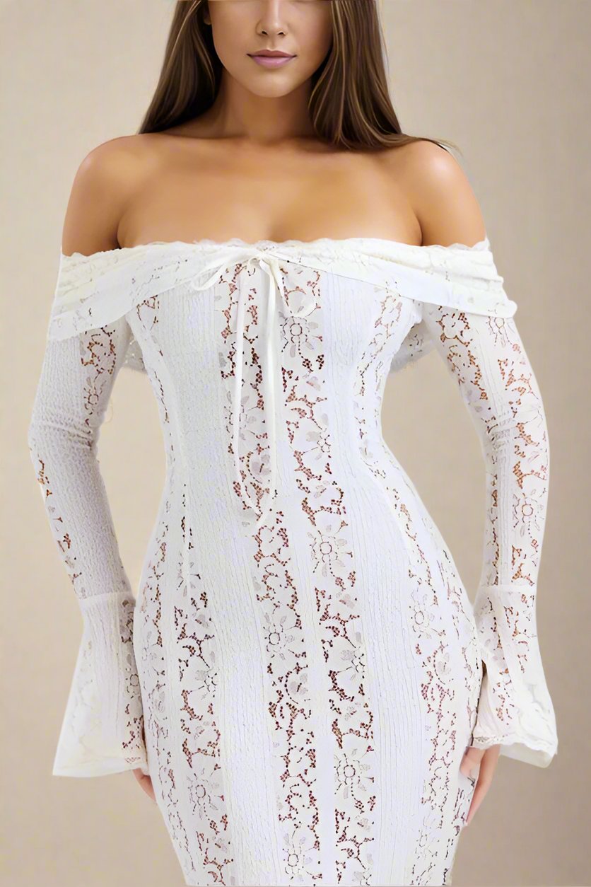 Rose Lace Maxi Dress – White Pearl