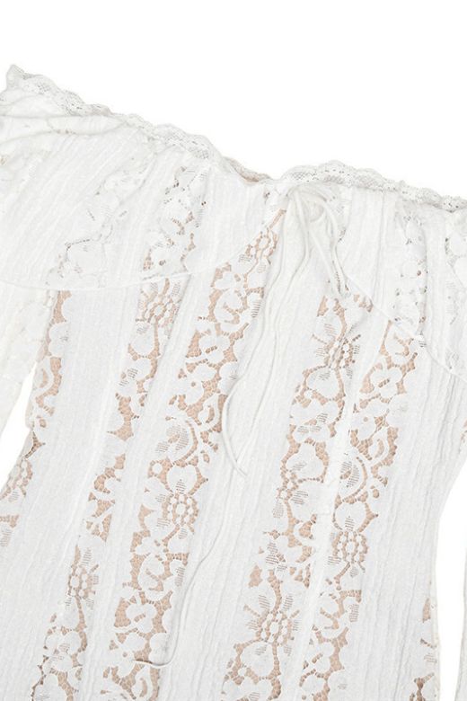 Rose Lace Maxi Dress – White Pearl