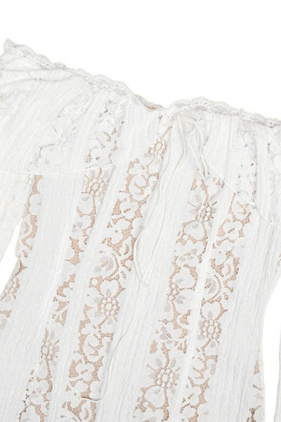 Rose Lace Maxi Dress – White Pearl